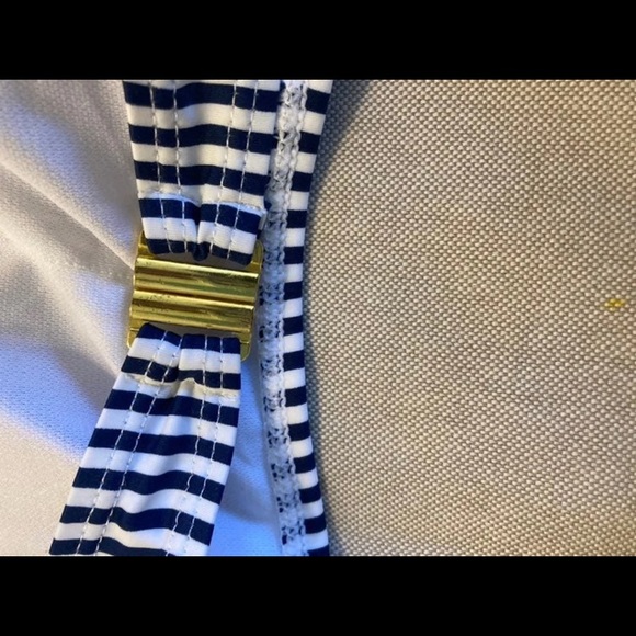 Striped Navy/White One Strap Bikini Med. - Picture 6 of 8